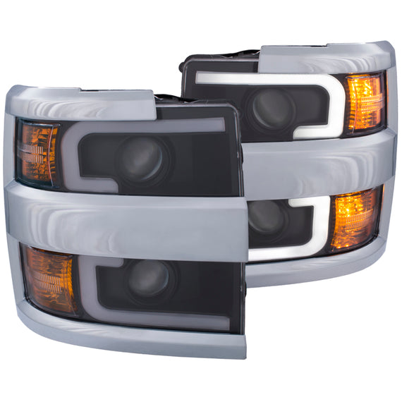 Anzo 111365 Black Amber Projector Switchback Headlight for 15-19 Chevy Silverado 111365