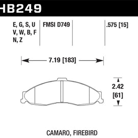 Hawk 98-02 Chevrolet Camaro SS/Z28 / 98-02 Pontiac Firebird HT-10 Race Front Brake Pads HB249S.575