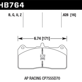 Hawk AP Racing DTC-70 CP7555D70 Race Brake Pads HB764U.628