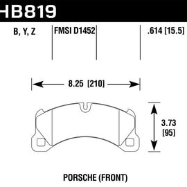 Hawk Performance Hb819b.614 Hps 5.0 Disc Brake Pad Fits 11-13 Cayenne HB819B.614