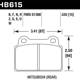 Hawk Performance HPS Rear Brake Pads Mitsubishi Lancer Evolution EVO X 10 NEW HB615F.535