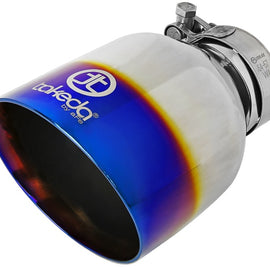aFe Takeda 304 Stainless Steel Clamp-On Exhaust Tip 2.5in. Inlet / 4.5in. Outlet - Blue Flame 49T25454-L07
