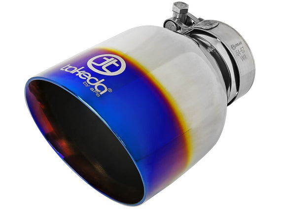 aFe Takeda 304 Stainless Steel Clamp-On Exhaust Tip 2.5in. Inlet / 4.5in. Outlet - Blue Flame 49T25454-L07