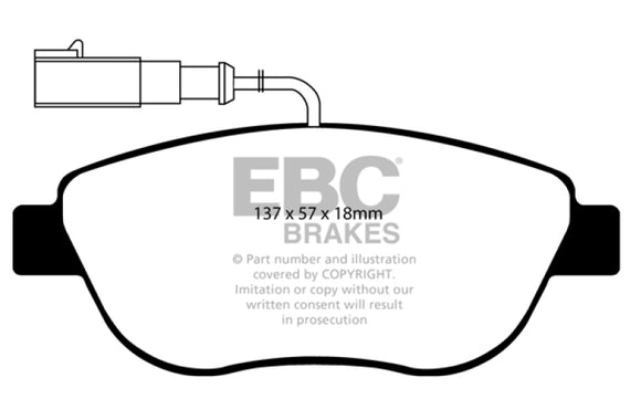 EBC Red Stuff Front Brake Pads for 12+ Fiat 500 1.4 Turbo Abarth - DP31383C DP31383C