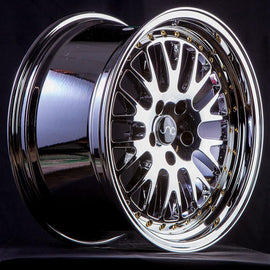JNC 001 Platinum Gold Rivets 15x8 4x100 +25 Wheel/Rim