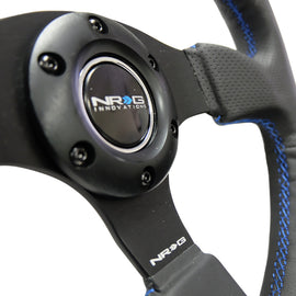 NRG Reinforced Steering Wheel (320mm) Black Leather w/Blue Stitching RST-012R-BL