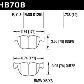 Hawk for 07-16 BMW X5 / for 08-16 BMW X6 LTS Street Front Brake Pads - hawkHB708 HB708Y.738