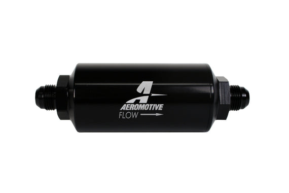 Aeromotive In-Line Filter - (AN -8 Male) 10 Micron Fabric Element Bright Dip Black Finish 12377
