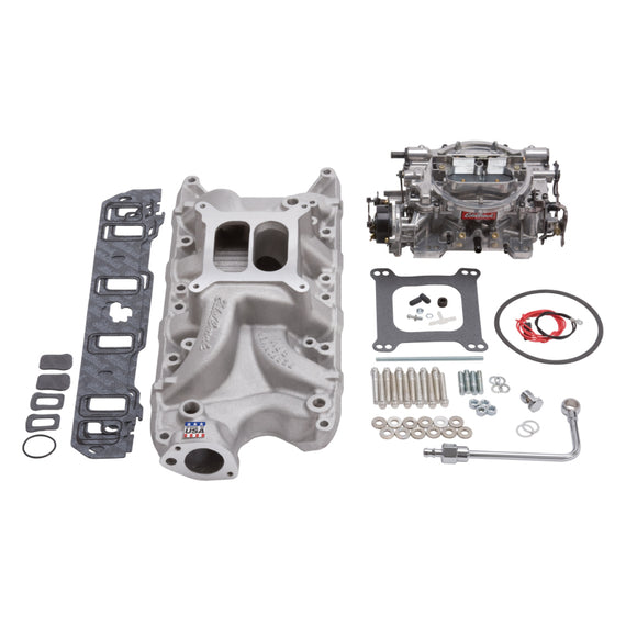 Edelbrock Manifold And Carb Kit Performer RPM Small Block Ford 289-302 Natural Finish 2032