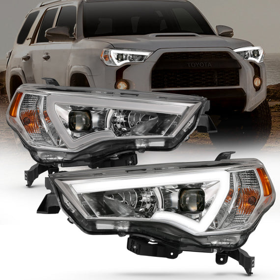 ANZO 14-18 for Toyota 4 Runner Plank Style Projector Headlights Chrome w/ Amber 111417