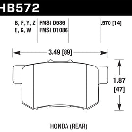 Hawk HPS Brake Pads Fits Honda, Acura HB572F.570 Rear HB572F.570