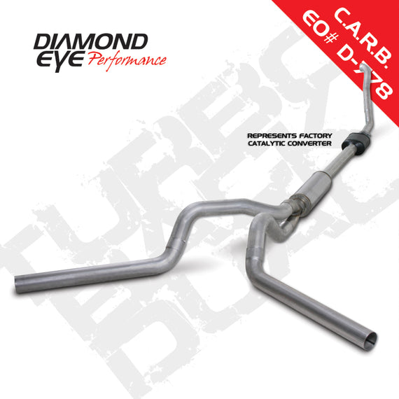 Diamond Eye KIT 4in Turbo Back DUAL AL: 94-97 FORD 7.3L F250/F350 PWRSTROKE NFS W/ CARB EQUIV STDS K4308A