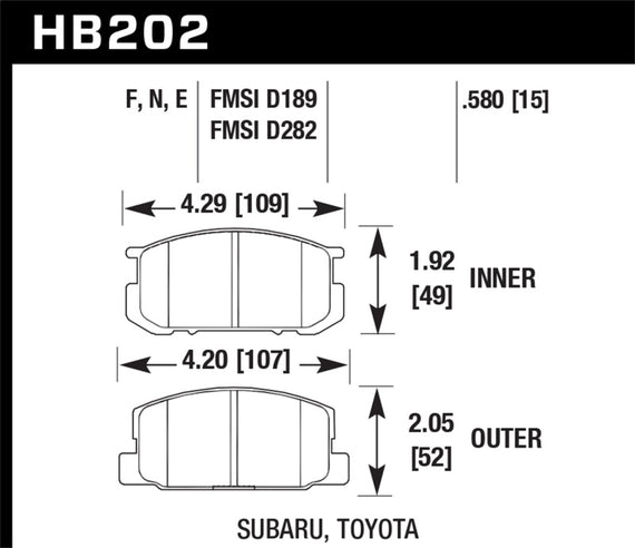 Hawk HB202F.580 HPS High Performance Street Brake Pads [Front Set] HB202F.580