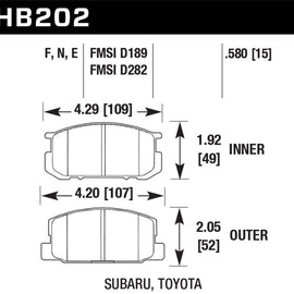 Hawk HP Plus Disc Brake Pads - HB202N.580 HB202N.580