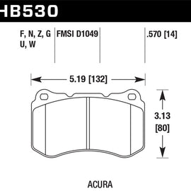Hawk 07-08 Acura TL Type S DTC-30 Race Front Brake Pads HB530W.570