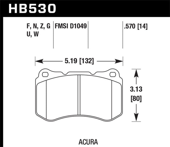 Hawk 07-08 Acura TL Type S DTC-30 Race Front Brake Pads HB530W.570
