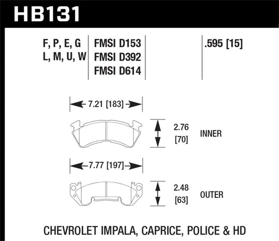 Hawk Chevy C20/R20 / C2500/R2500 / C30/R30 Pickup DTC-70 Front Race Brake Pads HB131U.595