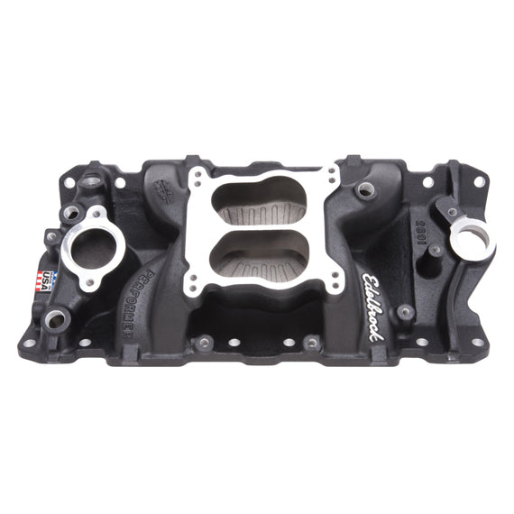 Edelbrock Manifold SBC Performer Air Gap Black 26013