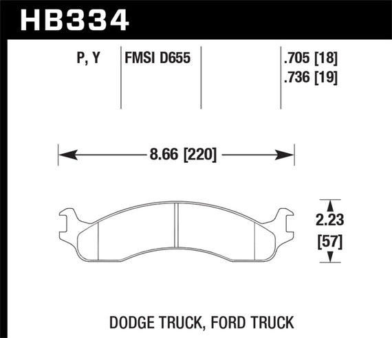 Hawk (HB334P.736) for 99 E-250 Super Duty Front Brake Pads HB334P.736