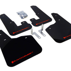 RALLY ARMOR UR BLACK MUD FLAPS FOR 2010-2014 SUBARU LEGACY SEDAN w/ RED LOGO MF14-UR-BLK/RD