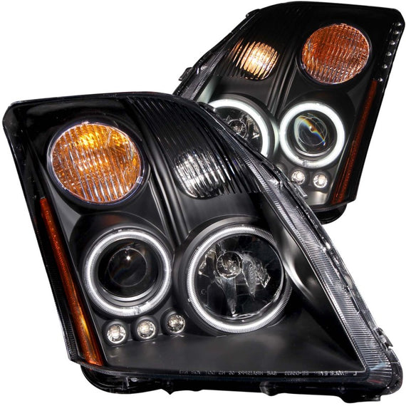 Anzo 121276 Black Clear Lens Projector Headlights with Halo for 07-10 Sentra 121276