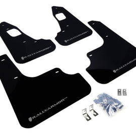 Rally Armor 08-17 Mitsubishi EVO X Black UR Mud Flap w/ Silver Logo MF10-UR-BLK/SIL