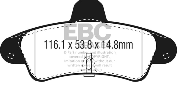 EBC 2001-2003 Mercury Cougar 2.0L Greenstuff Rear Brake Pads DP2965/2