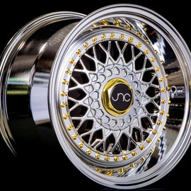 JNC 004S 18X8 5X100/5X114.3 +30 PLATINUM GOLD RIVETS Wheel/Rim