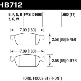 Hawk 13 Ford Focus DTC-30 Front Race Brake Pads HB712W.680