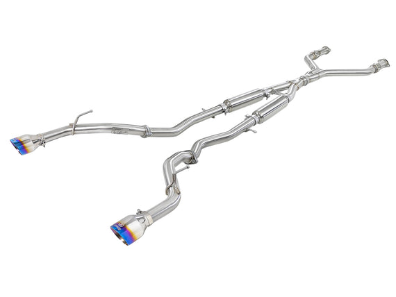 aFe POWER Takeda 2.5in 304 SS CB Exhaust w/ Blue Flame Tips for 17-19 Infiniti Q 49-36134NM-L