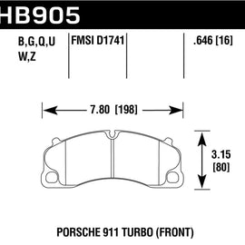Hawk 14-18 Porsche 911 DTC-60 Race Rear Brake Pads HB905G.646