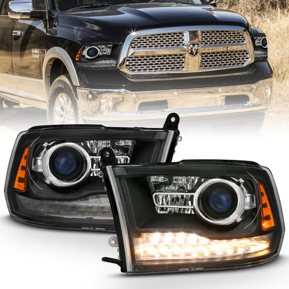Anzo 111489 Projector Headlights Plank Style Switchback Matte Black Housing Clea 111489
