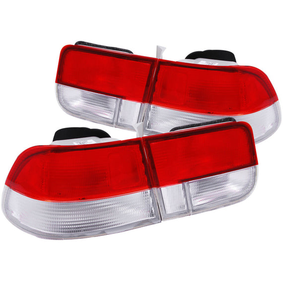 ANZO for 1996-2000 Honda Civic Taillights Red/Clear - OEM 4pc - anz221147 221147
