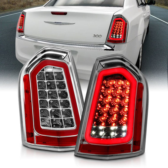For Chrysler 300 2011-2014 Anzo Chrome Sequential Fiber Optic LED Tail Lights 321344