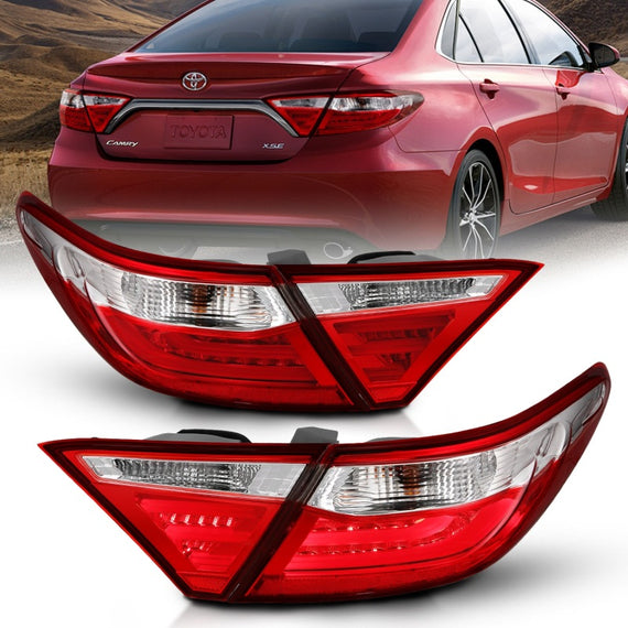 ANZO 2015-2016 Toyota Camry LED Taillights Red/Clear 321335