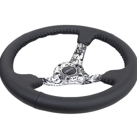 NRG Reinforced Steering Wheel (350mm / 3in. Deep) Blk Leather w/Hydrodipped Digi-Camo Spokes RST-036DC-R