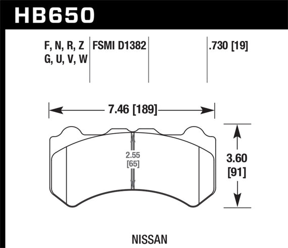Hawk Performance HB650U.730 DTC-70 Disc Brake Pad Fits 09-18 GT-R HB650U.730
