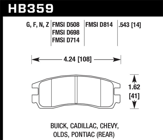 Hawk Performance HB359F.543 HPS Performance Ceramic Brake Pad HB359F.543