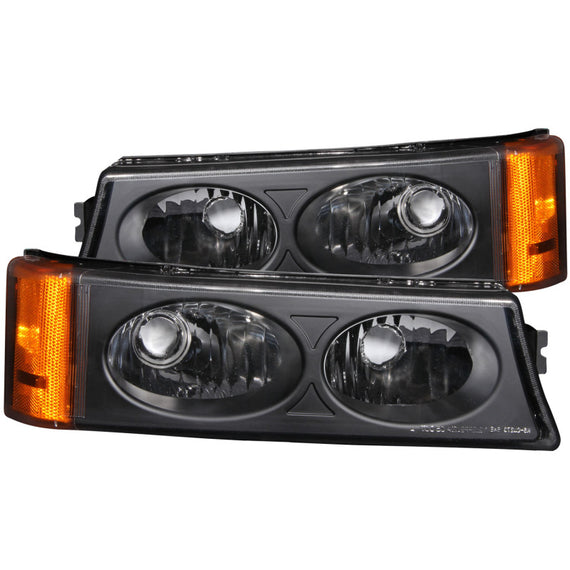 Anzo 511036 Parking Signal Lights Black Amber for 03-06 Silverado/Avalanche 511036
