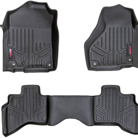 Rough Country Heavy Duty Floor Mats - Front & Rear Combo (Crew / Mega Cab Models w/ Full Length Floor Console)