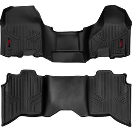 Rough Country Heavy Duty Floor Mats - Front & Rear Combo (Crew / Mega Cab Models w/ Half Length Floor Console)