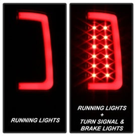Spyder 07-13 GMC Sierra 1500 V2 Light Bar LED Tail Lights - Black (ALT-YD-GS07V2-LBLED-BK) 5084743