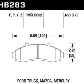 Hawk Super Duty Street Brake Pads - hawkHB283P.650 HB283P.650