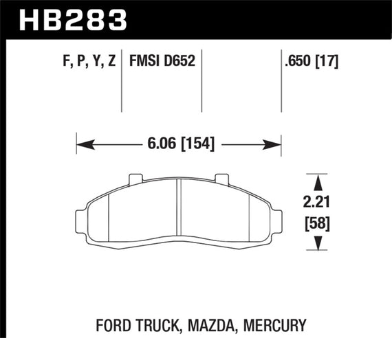 Hawk Super Duty Street Brake Pads - hawkHB283P.650 HB283P.650