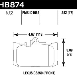 Hawk 13-19 Lexus GS350 / 15-19 Lexus RC350 HPS 5.0 Front Brake Pads HB874B.682