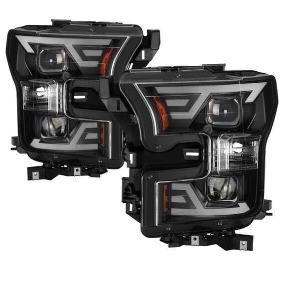 xTune 15-17 Ford F-150 DRL LED Light Bar Projector Headlights - Black (PRO-JH-FF15015-LB-BK) 9042935