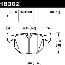 Hawk 91-97 BMW 850I/850CI HT-10 Race Rear Brake Pads HB362S.642