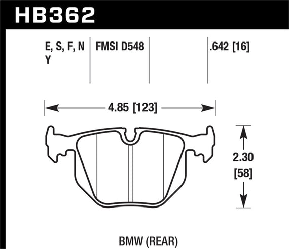 Hawk 91-97 BMW 850I/850CI HT-10 Race Rear Brake Pads HB362S.642