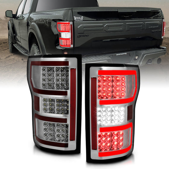 For Ford F-150 2018-2019 Anzo 321340 Chrome Fiber Optic LED Tail Lights 321340