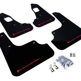 Rally Armor Mud Flaps Guards for 08-15 Lancer EVO X (Black w/Red Logo) MF10-UR-BLK/RD